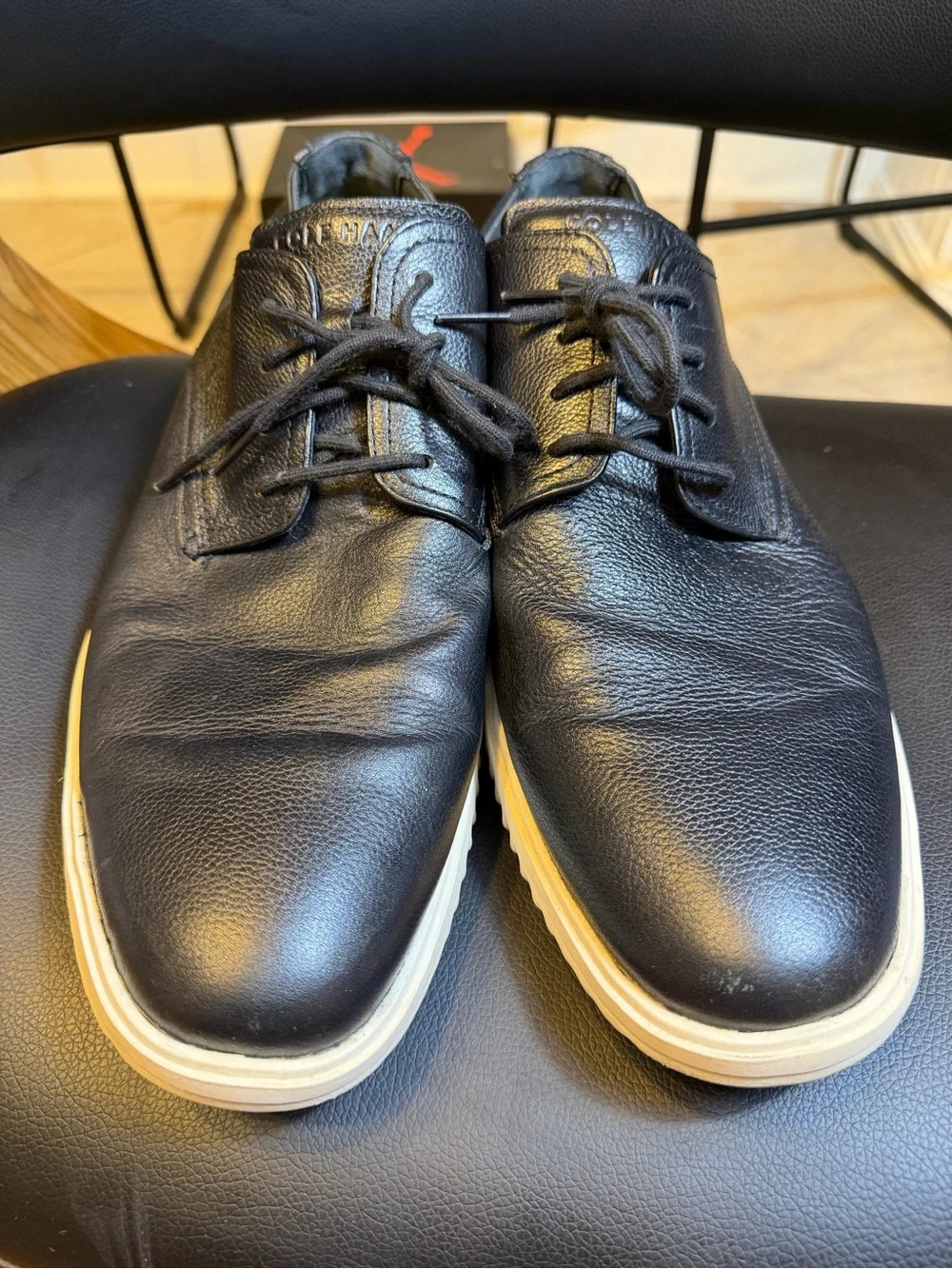 Cole Haan Grand+ Plus Plain Toe Oxford Black Leather Shoes C36934 Men’s Sz 12M
